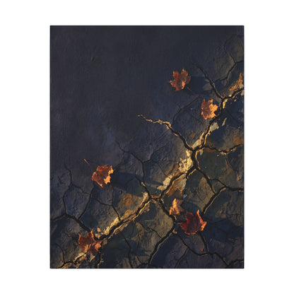 Cracked Earth Canvas Art | Autumn Dark Japandi Dark Texture Art