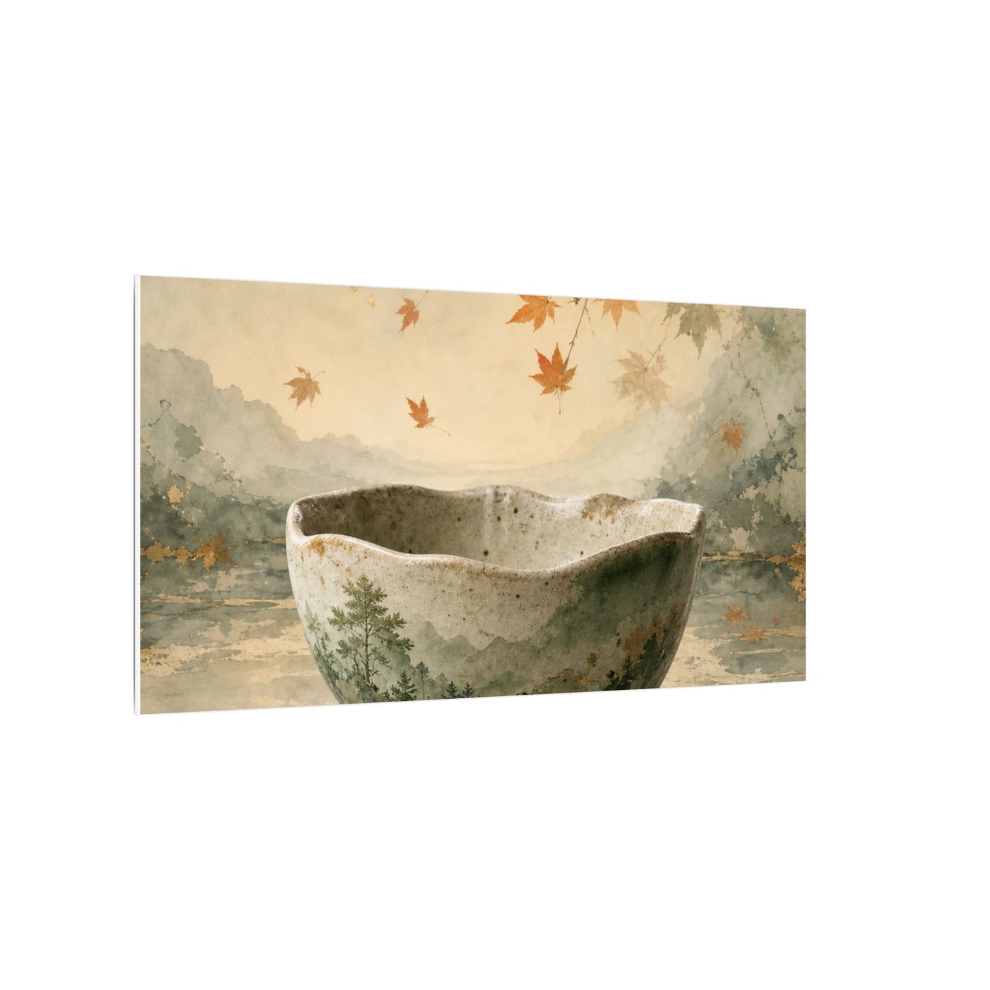 Autumn Ceramic Bowl Watercolor Canvas Art | Cozy Decor
