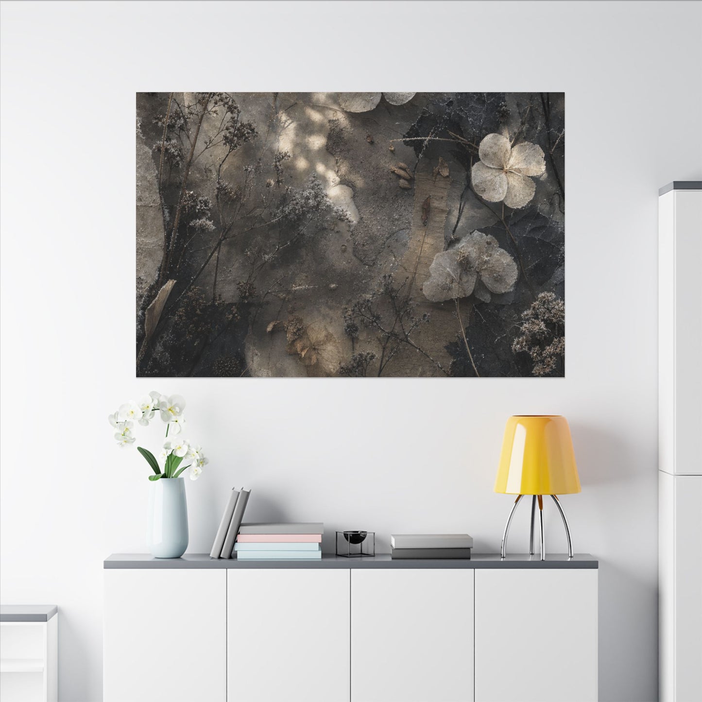 Winter Dried Flowers Texture Canvas Art | Elegant Decor