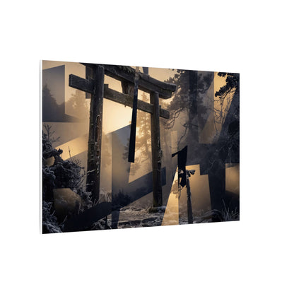 Winter Torii Gate Moody Minimal Canvas Art | Bold Decor