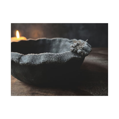 Ceramic Bowl Canvas Art | Winter Dark Japandi Shadow Zen Art Art Print