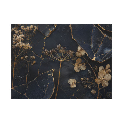Philosophical Dried Flowers Canvas Art - Broken Beauty Kintsugi