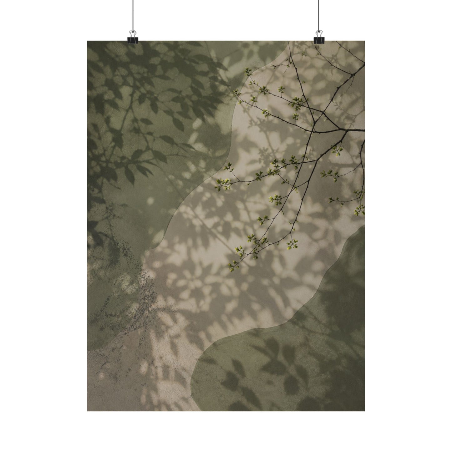 Spring Shadow Play Japanese Pattern Wall Art Print | Neutral Decor