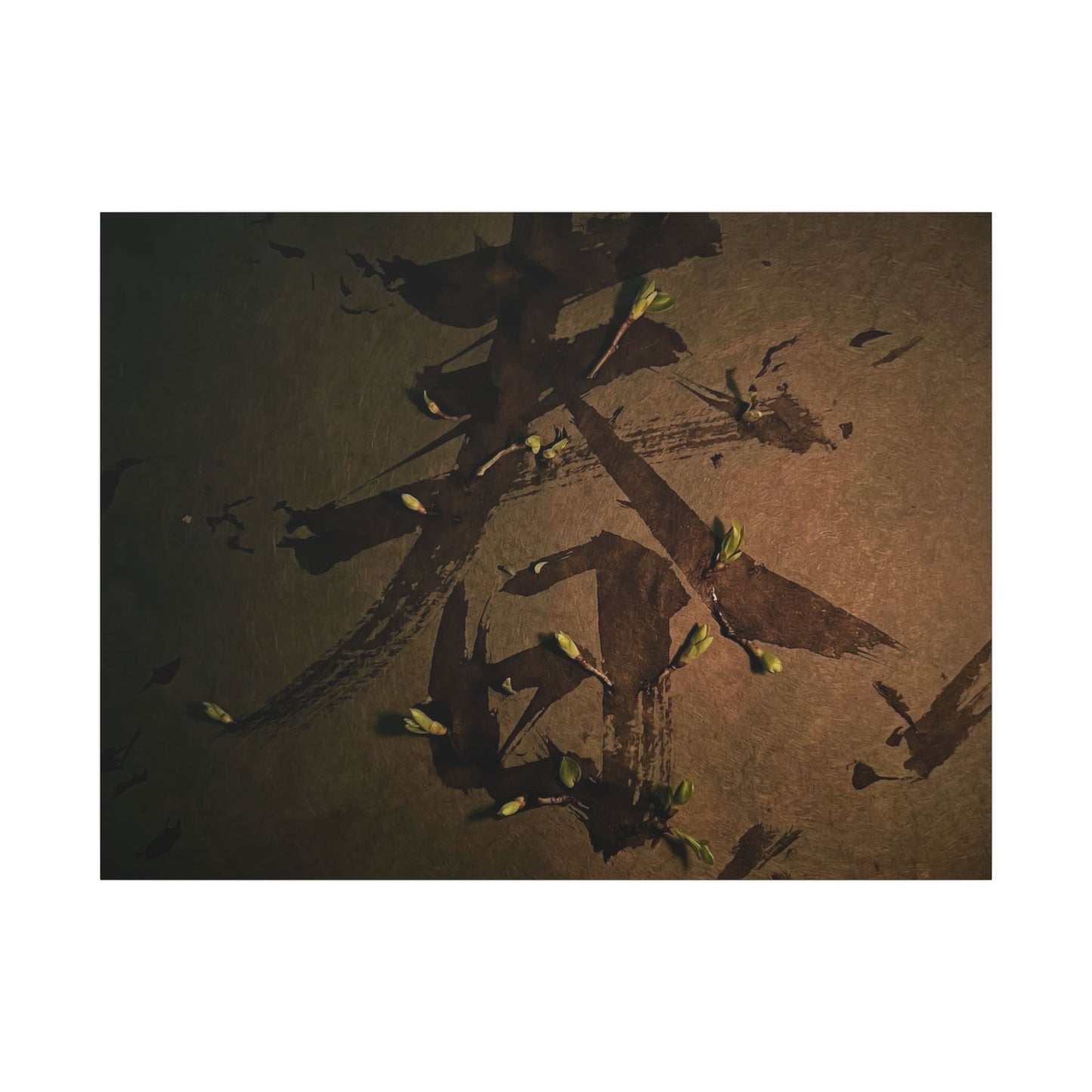 Calligraphy Shadow Zen Canvas Art | Bold Dark Japandi Art