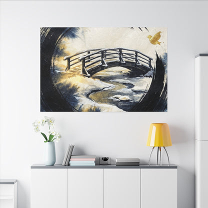 Autumn Ink Brushstroke Karesansui Canvas Art | Peaceful Decor