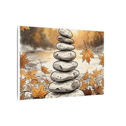 Earthy River Stones Canvas Art - Minimal Line Japandi