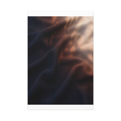 Dark Japandi Silk Drape in Dawn | Shadow Zen Canvas Art