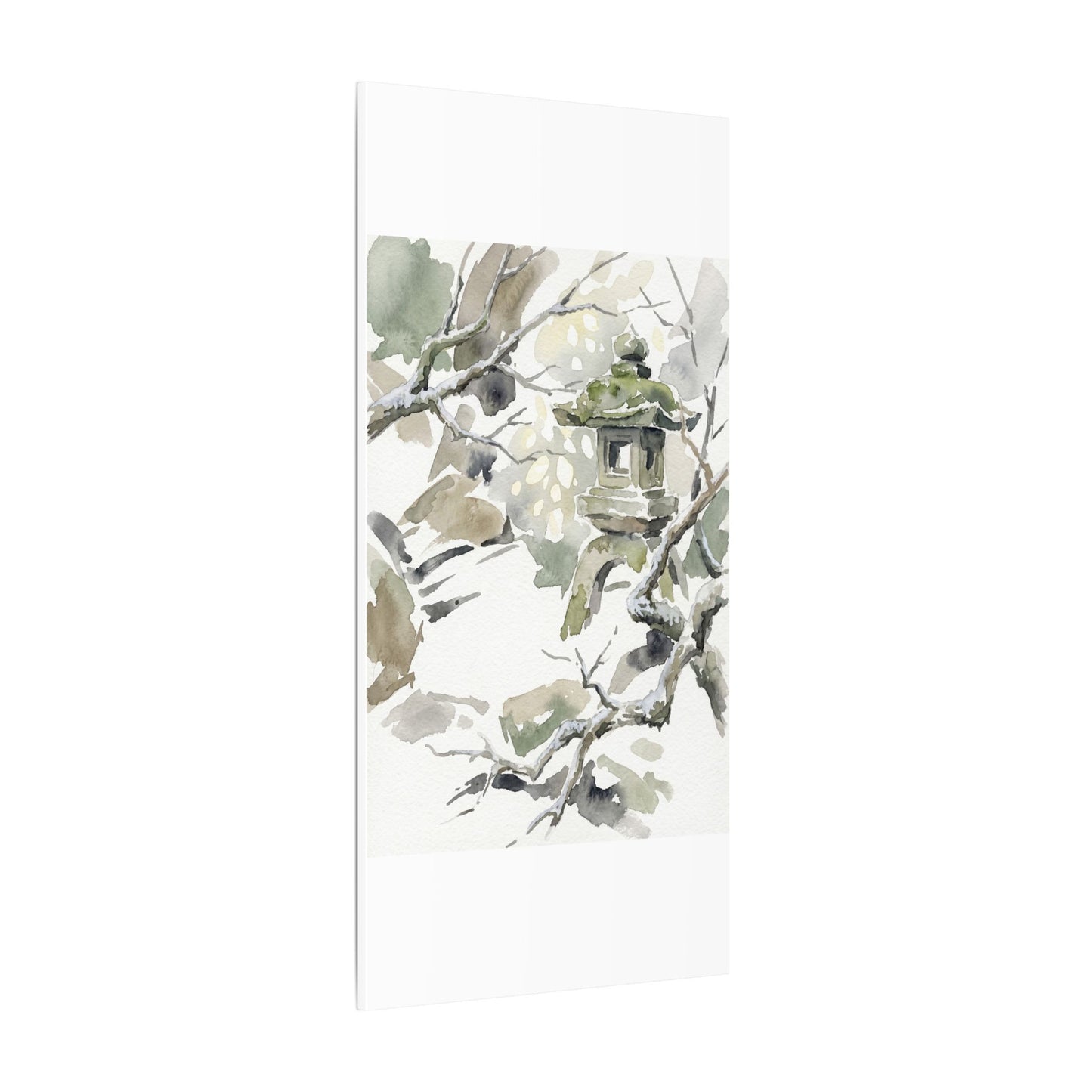 Elegant Stone Lantern Canvas Art - Watercolor Japandi
