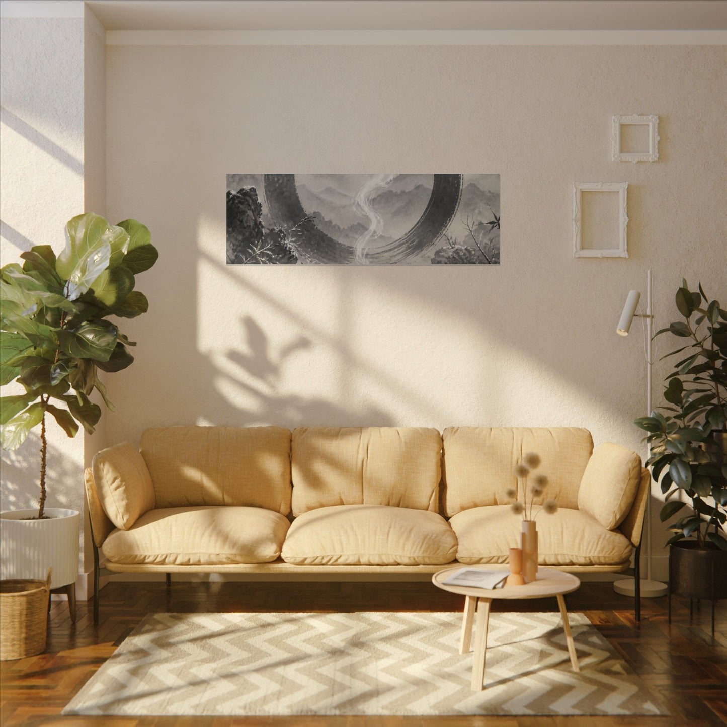Incense Smoke Canvas Art | Winter Zen Sumi E Art