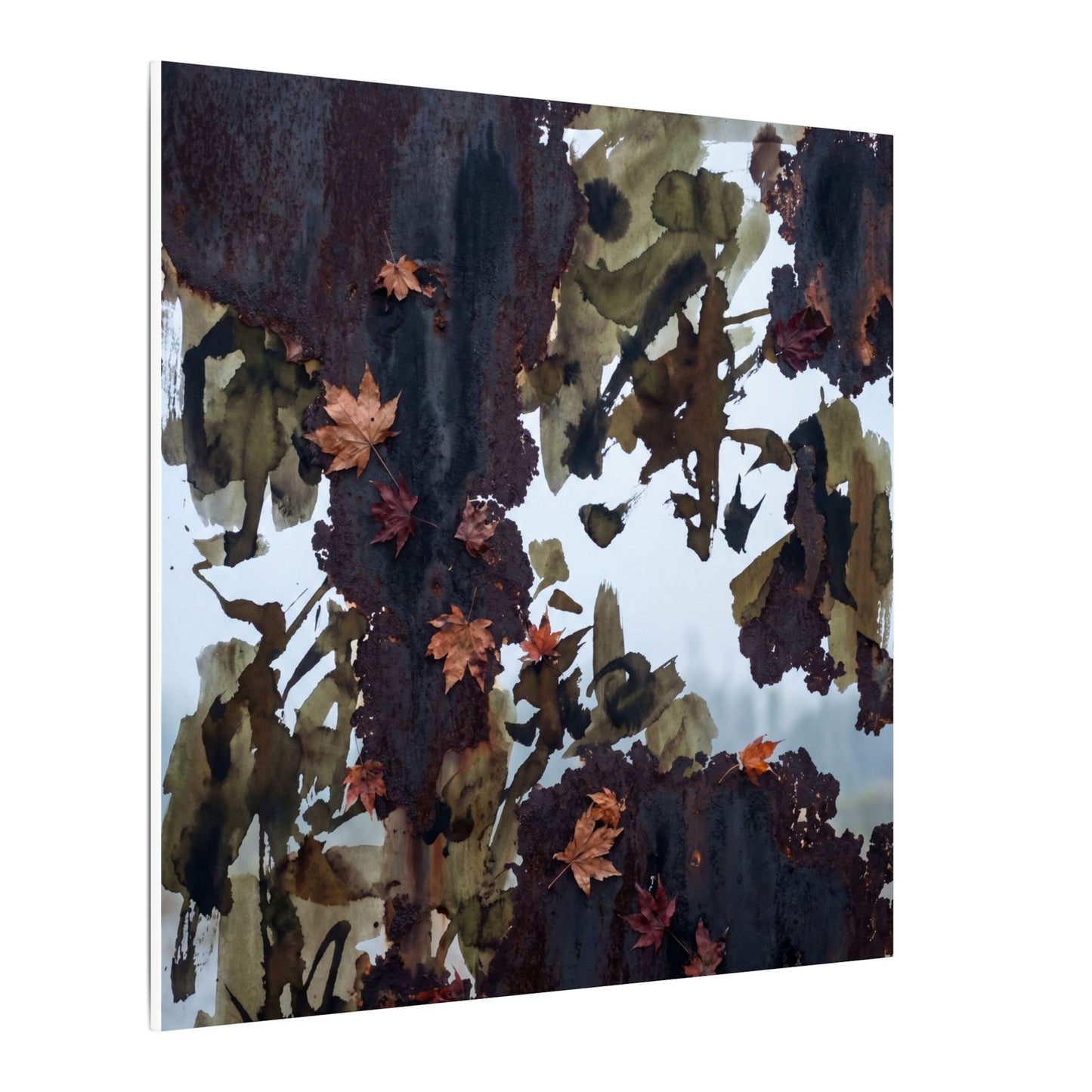 Rust Patina Charcoal Ink Canvas Art | Sophisticated Dark Japandi Art