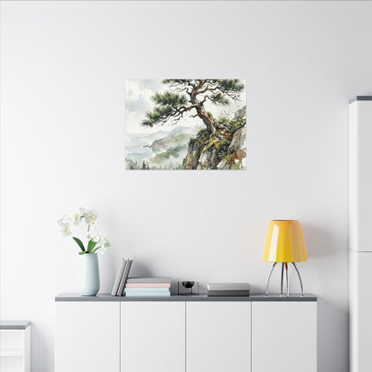 Pine Tree Spring Canvas Art | Japandi Neutral Design