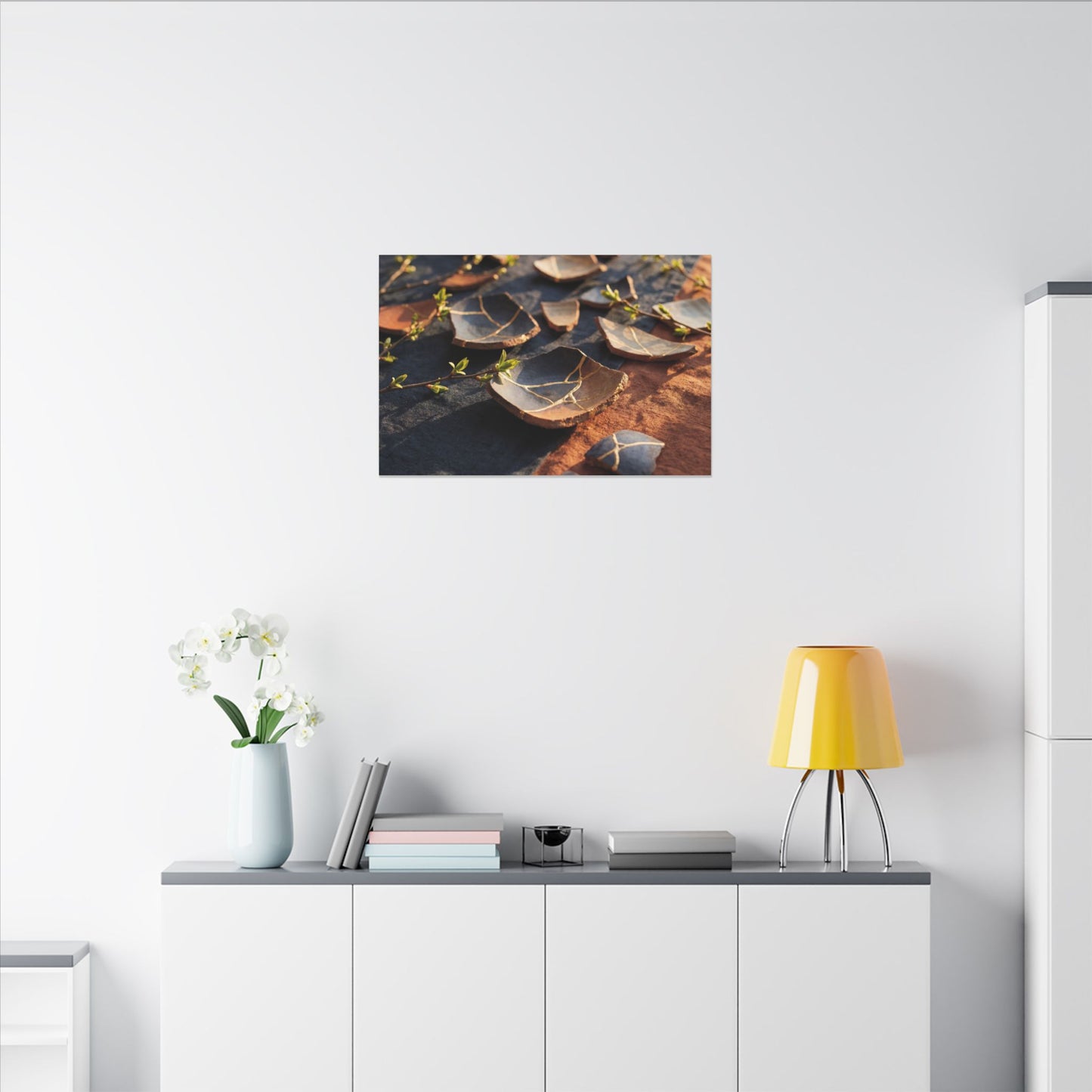 Spring Broken Pottery Gold Vein Canvas Art | Philosophical Decor