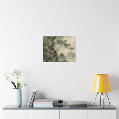 Candlelight Pine Tree Canvas Art - Japandi Kanso