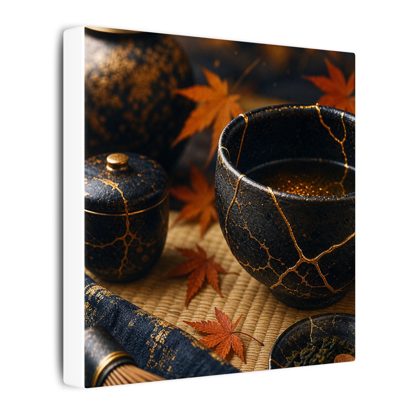 Seijaku Tea Ceremony Canvas Art - Kintsugi Gold Repair