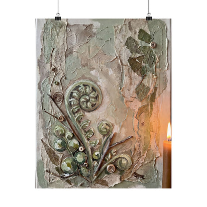 Candlelight Fern Unfurling Wall Art Print - Japandi Datsuzoku Art Print