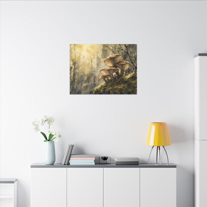 Wild Mushrooms Canvas Art | Spring Japandi Watercolor Art