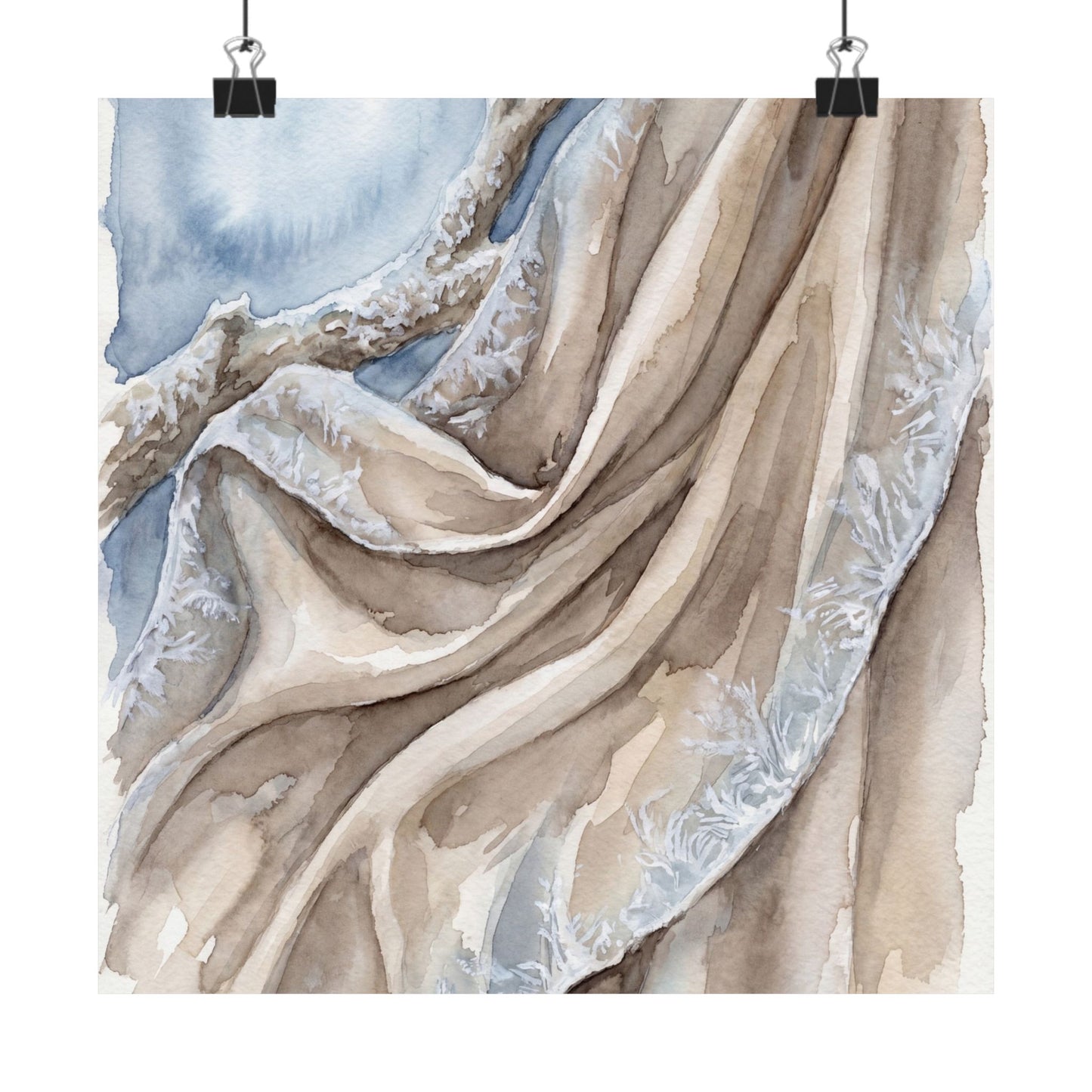 Silk Drape Wall Art Print | Winter Japandi Watercolor Art Art Print