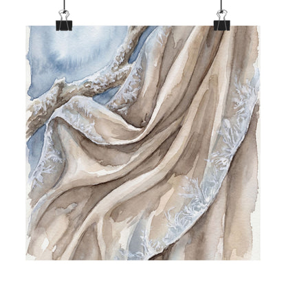 Silk Drape Wall Art Print | Winter Japandi Watercolor Art Art Print