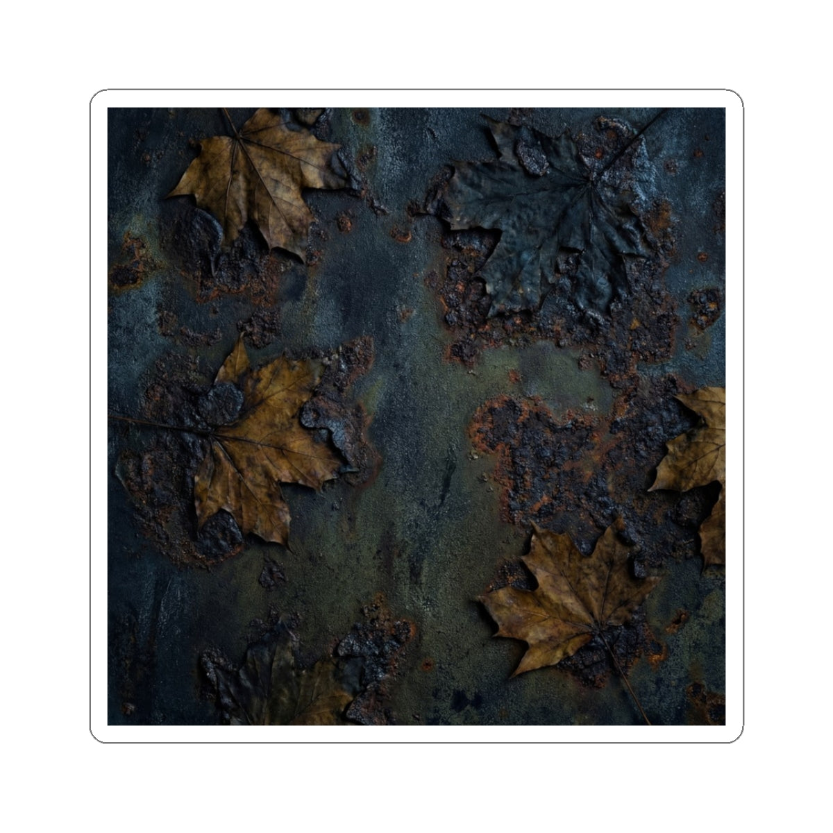 Dark Japandi Rust Patina in Moonlight | Charcoal Ink Sticker Art Print