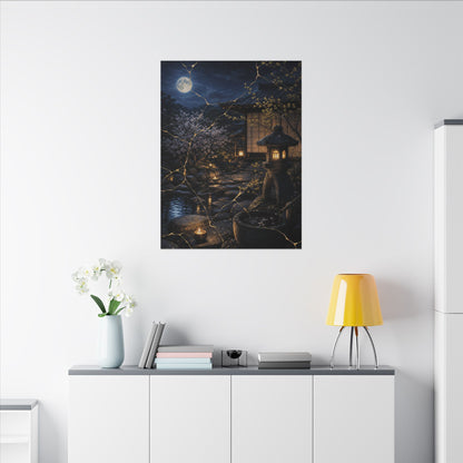 Seijaku Moonlit Garden Canvas Art - Kintsugi Gold Vein