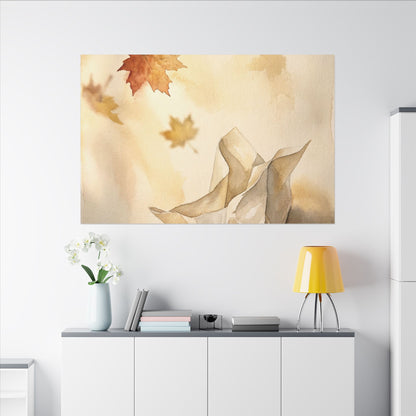 Japandi Paper Fold in Golden Hour | Watercolor Canvas Art