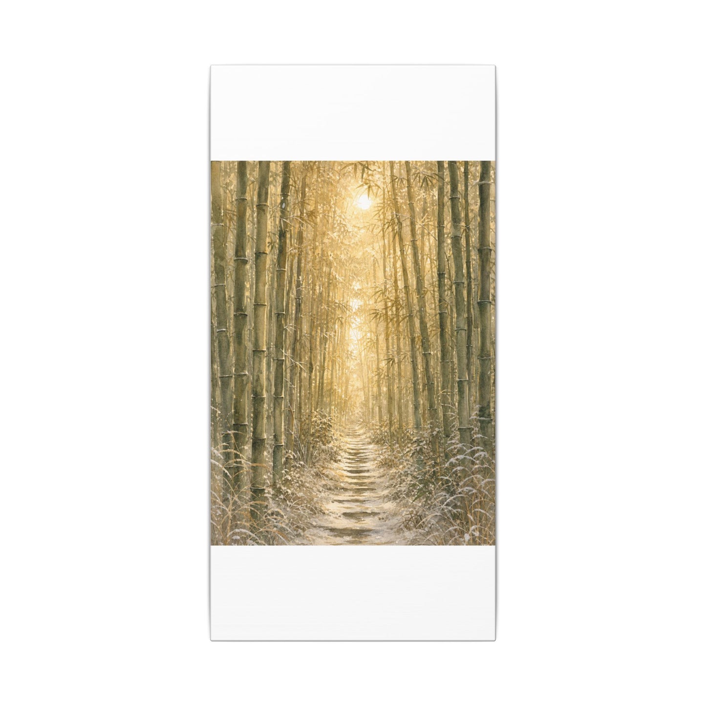 Bamboo Grove Winter Canvas Art | Japandi Elegant Design