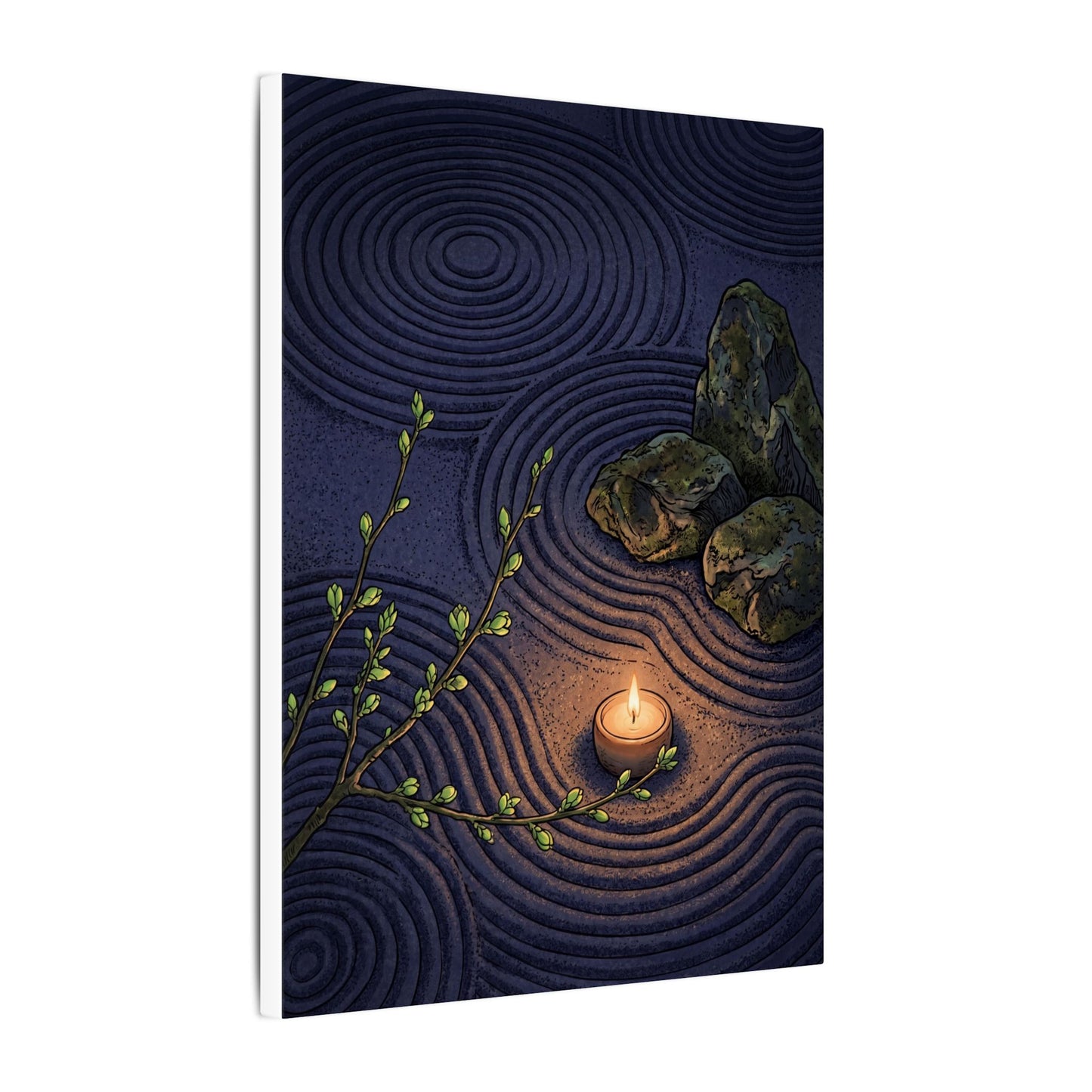 Mono No Aware Rock Garden Canvas Art - Zen Ukiyo E Inspired