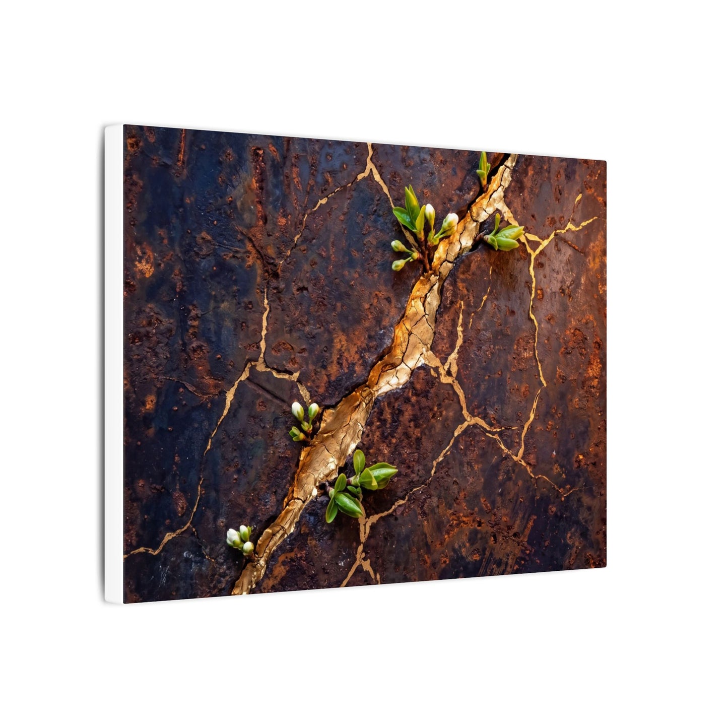 Rust Patina Spring Canvas Art | Kintsugi Resilient Design