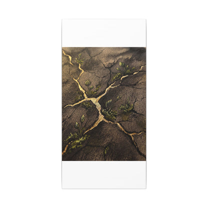 Spring Cracked Earth Charcoal Ink Canvas Art | Luxurious Decor