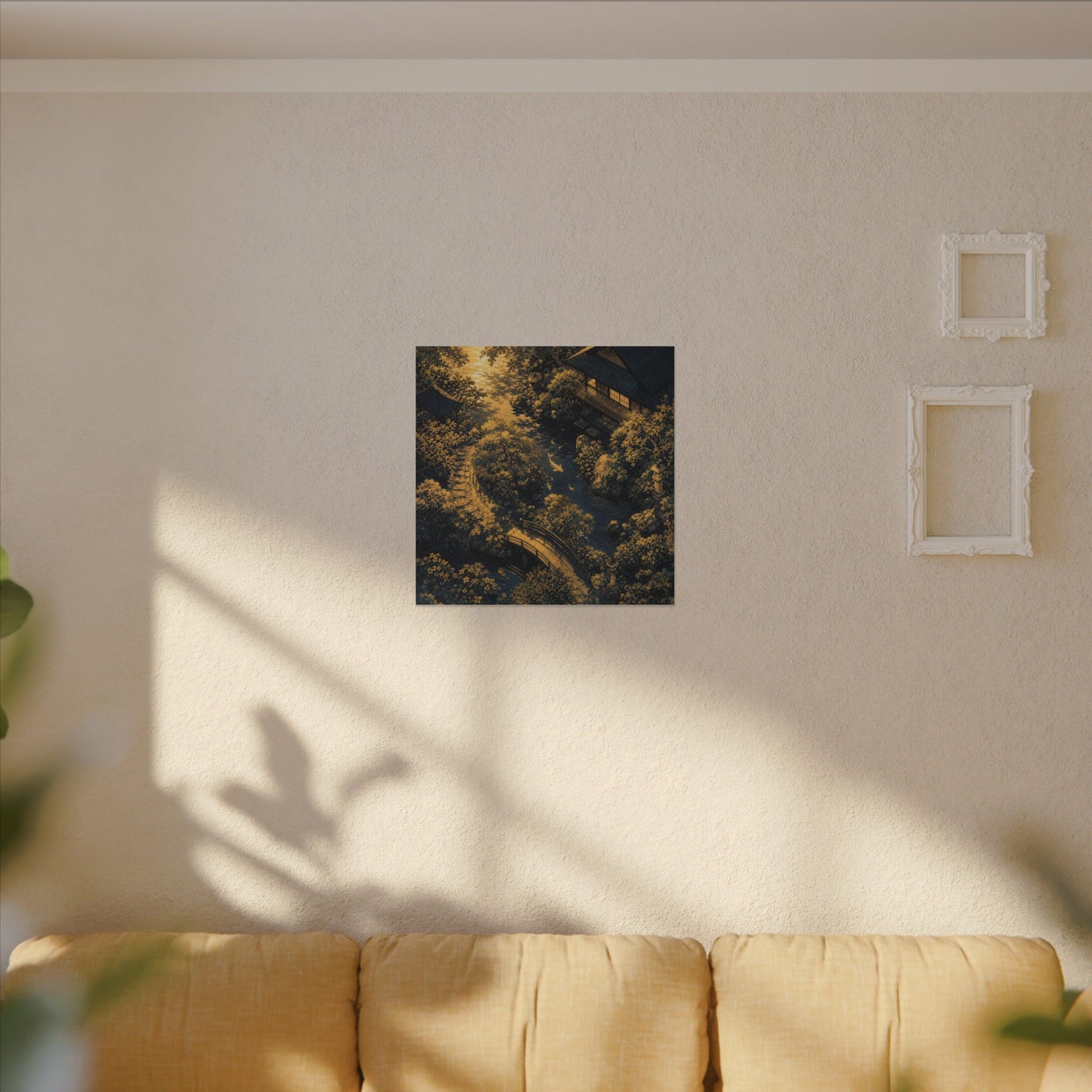 Contemplative Moonlit Garden Canvas Art - Ukiyo E Inspired Zen