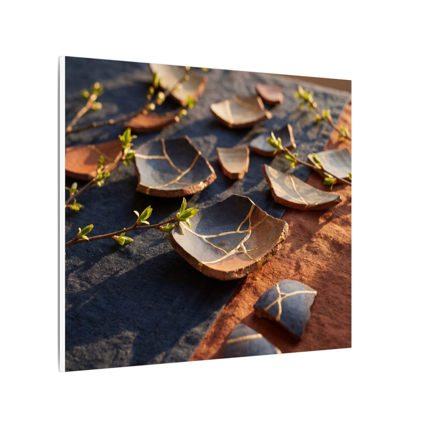 Spring Broken Pottery Gold Vein Canvas Art | Philosophical Decor