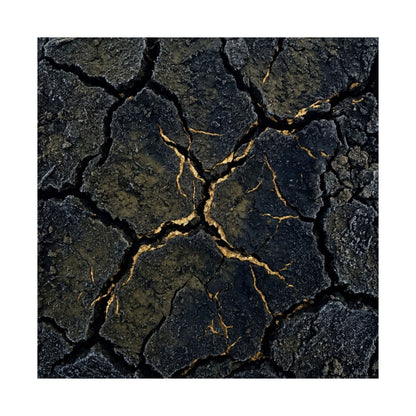 Cracked Earth Winter Wall Art Print | Dark Japandi Moody Design