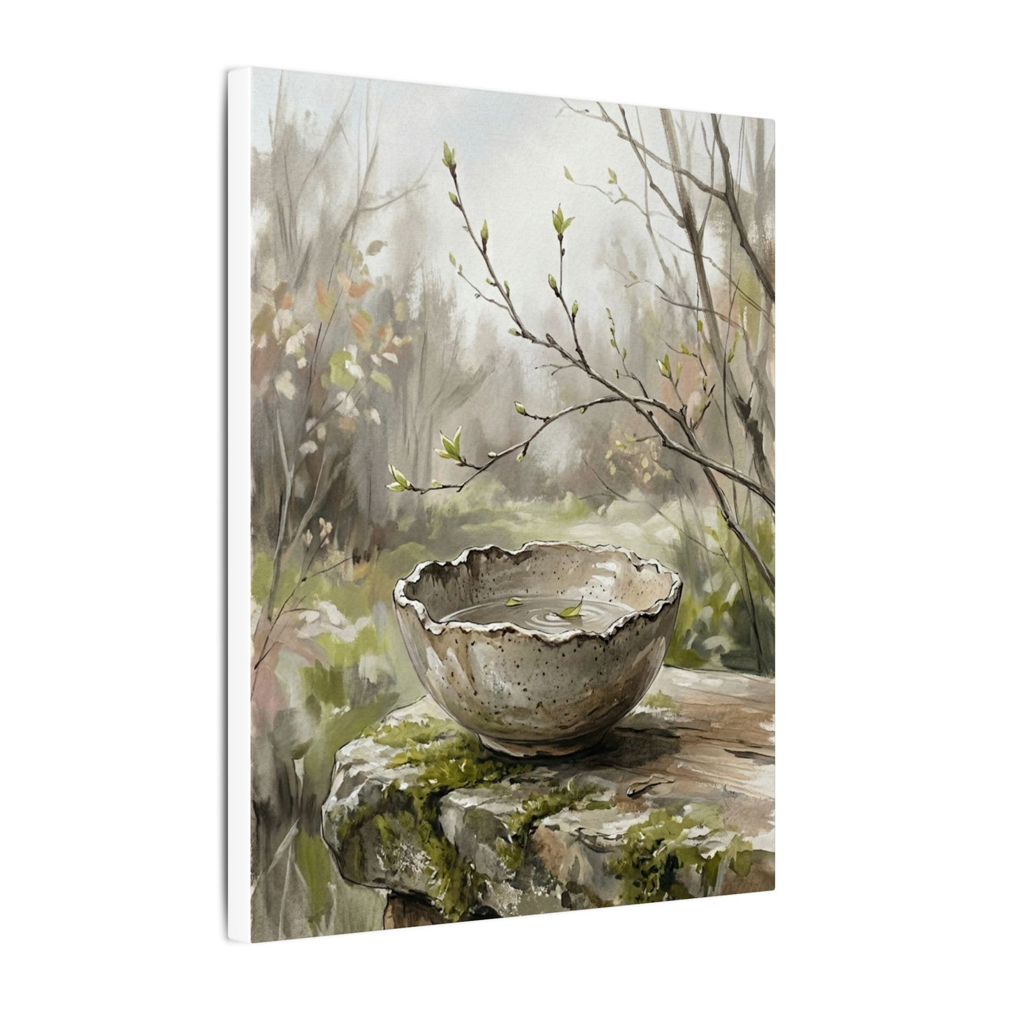 Japandi Ceramic Bowl in Overcast | Minimal Line Canvas Art