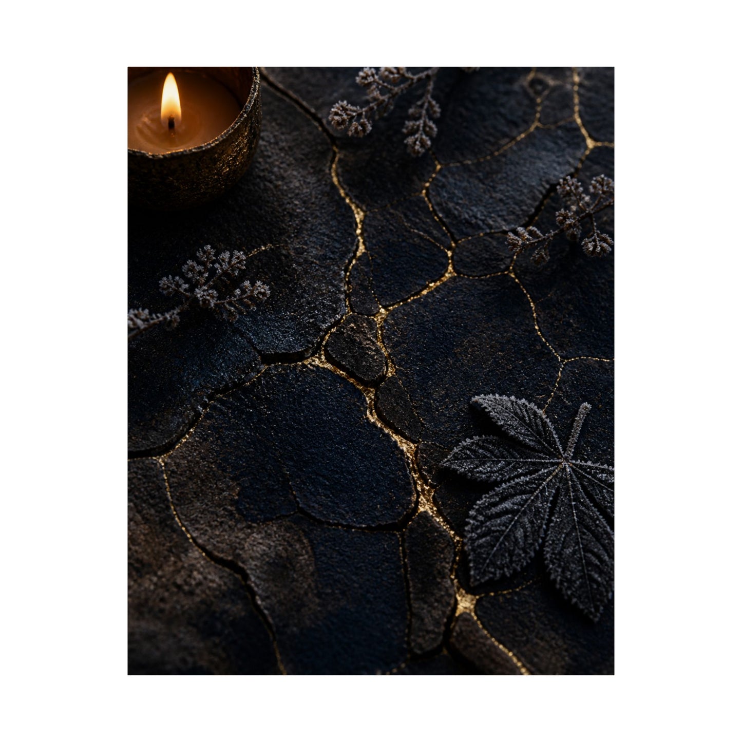 Luxurious Cracked Earth Wall Art Print - Moody Minimal Dark Japandi