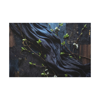Spring Silk Drape Dark Texture Canvas Art | Atmospheric Decor Art Print