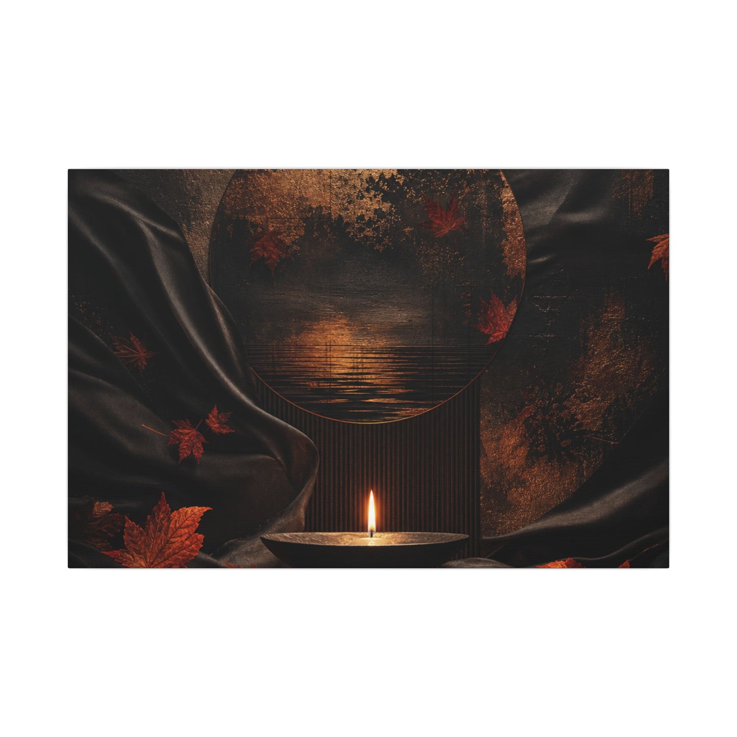 Silk Drape Autumn Canvas Art | Dark Japandi Moody Design