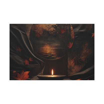Silk Drape Autumn Canvas Art | Dark Japandi Moody Design