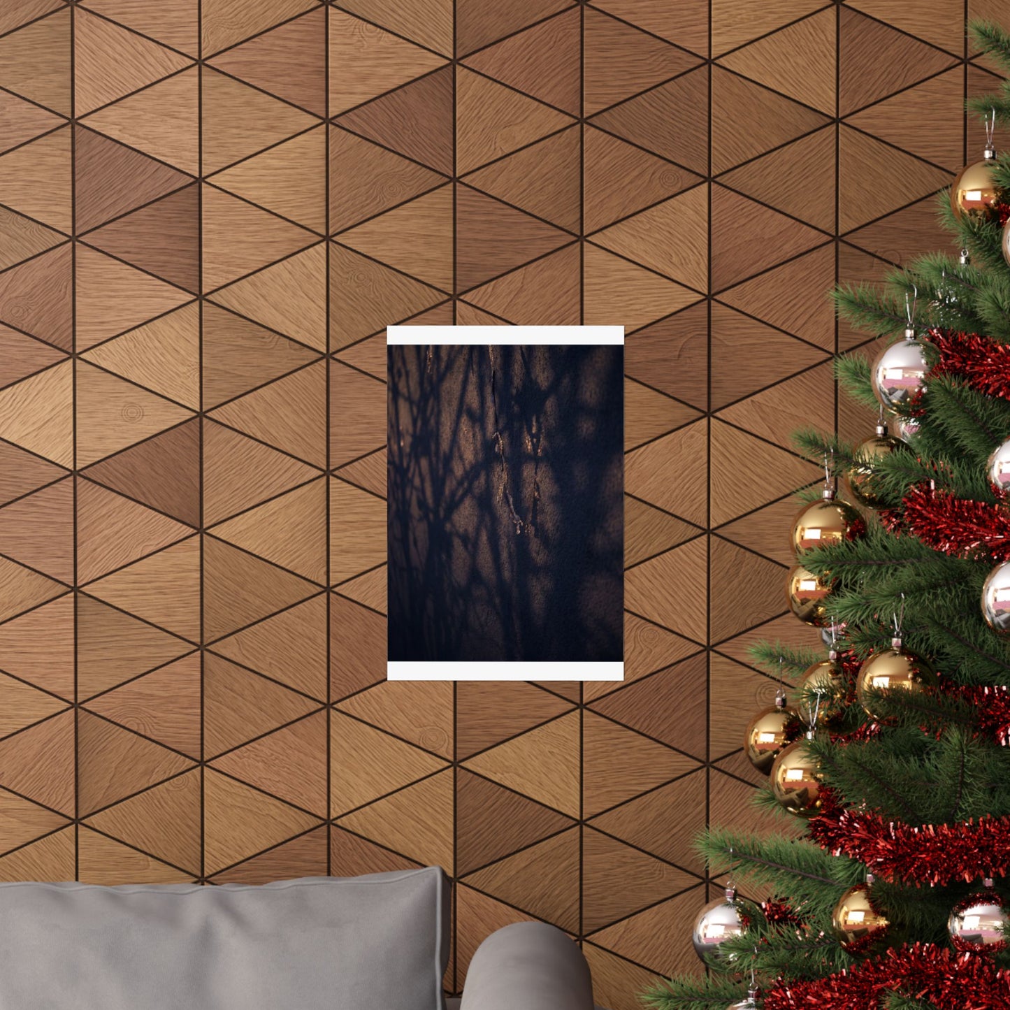 Golden Hour Shadow Play Wall Art Print - Dark Japandi Mono No Aware