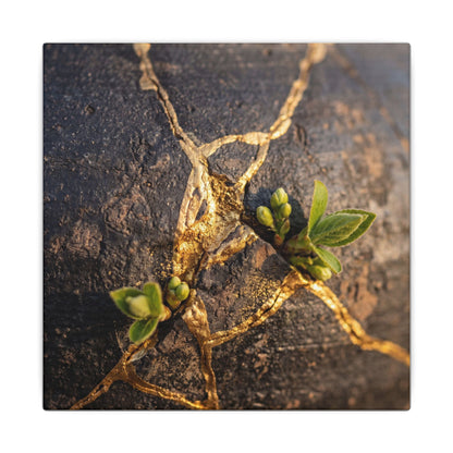 Rust Patina Gold Repair Canvas Art | Resilient Kintsugi Art