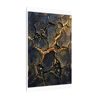 Cracked Earth Spring Canvas Art | Dark Japandi Atmospheric Design