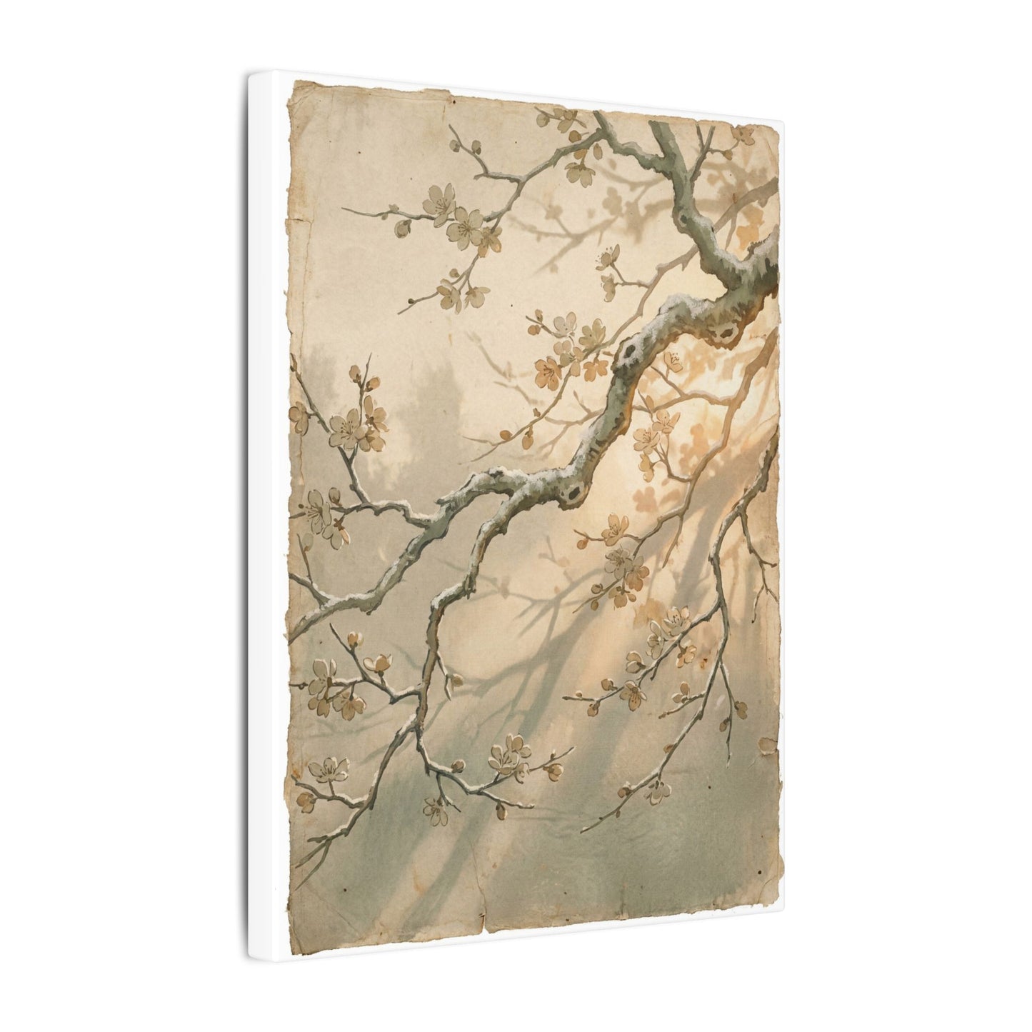 Cherry Blossom Canvas Art | Winter Japandi Japanese Pattern Art