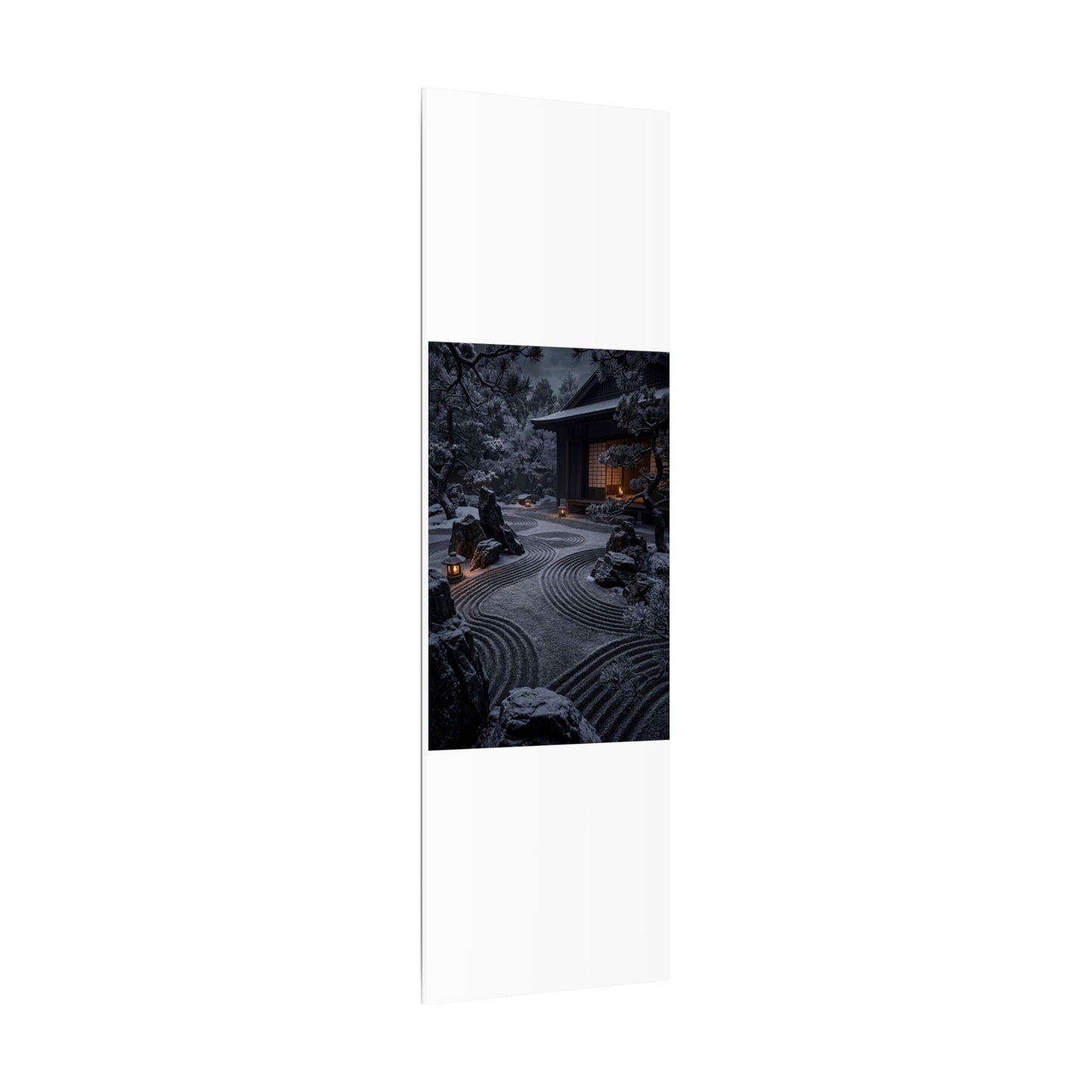 Candlelight Rock Garden Canvas Art - Dark Japandi Fukinsei