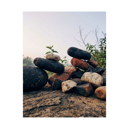 River Stones Spring Wall Art Print | Kintsugi Resilient Design