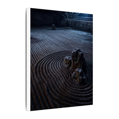Moonlight Rock Garden Canvas Art - Dark Japandi Seijaku
