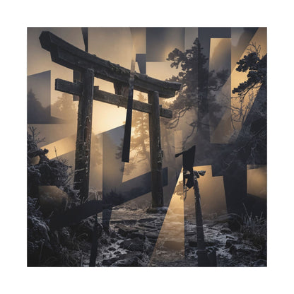 Winter Torii Gate Moody Minimal Canvas Art | Bold Decor