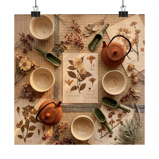 Tea Ceremony Wall Art Print | Winter Cottagecore Herbarium Art