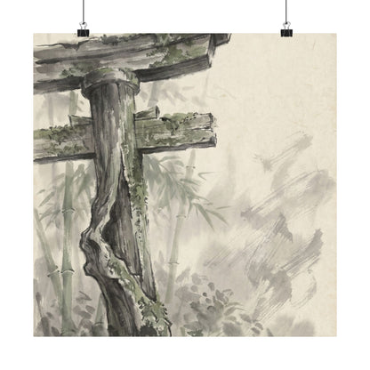 Summer Torii Gate Sumi E Wall Art Print | Calm Decor