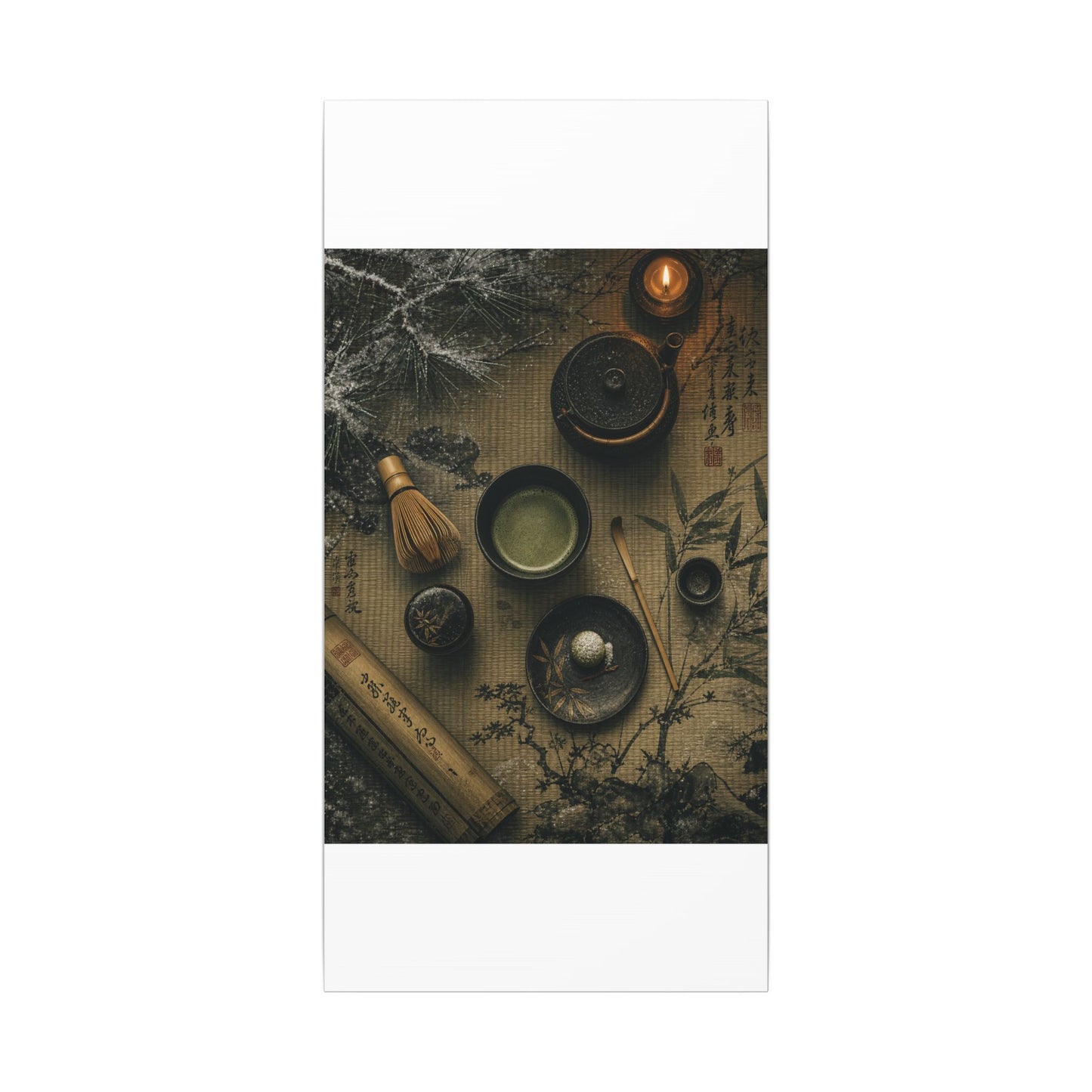 Tea Ceremony Canvas Art | Winter Zen Ukiyo E Inspired Art