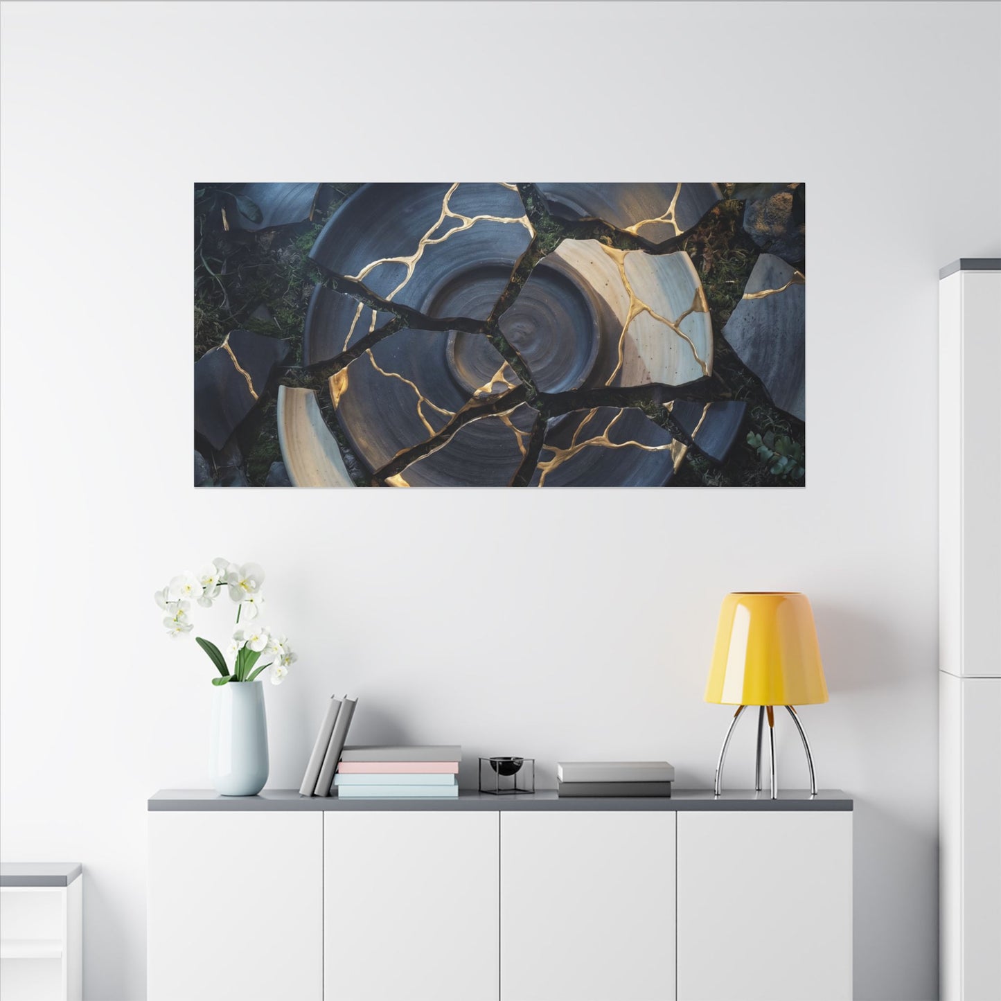 Resilient Broken Pottery Canvas Art - Gold Vein Kintsugi