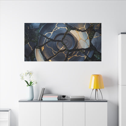 Resilient Broken Pottery Canvas Art - Gold Vein Kintsugi